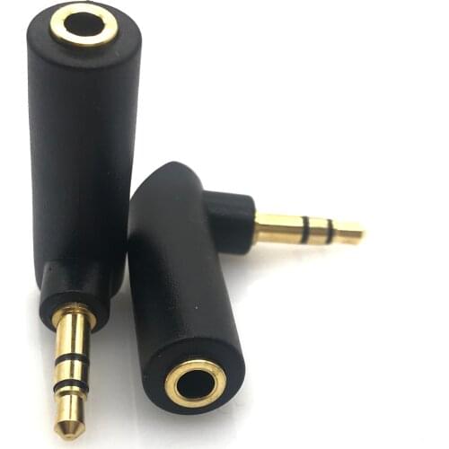 1Pcs Gold 3.5mm 3 Pole Stereo 90 Degree Right Angle Female to 3.5mm 3Pole Male Audio Plug L Shape Jack Adapter Connector