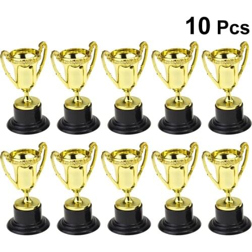 10PCS Mini Plastic Gold Cups Trophies for Party Children Early Learning Toys Prizes