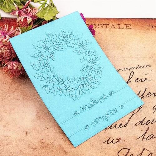 12.6x17.8cm leaf wreath Embossing folders Plastic bump Scrapbooking DIY Template Fondant indentation Cake Photo Album Card Makin
