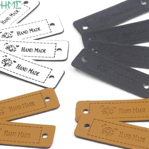 36pcs PU Leather Labels Life Tree Leaves Hand Made Embossed Tags for Jewelry Making Handwork Gifts Toy Garment Shoes Accessories