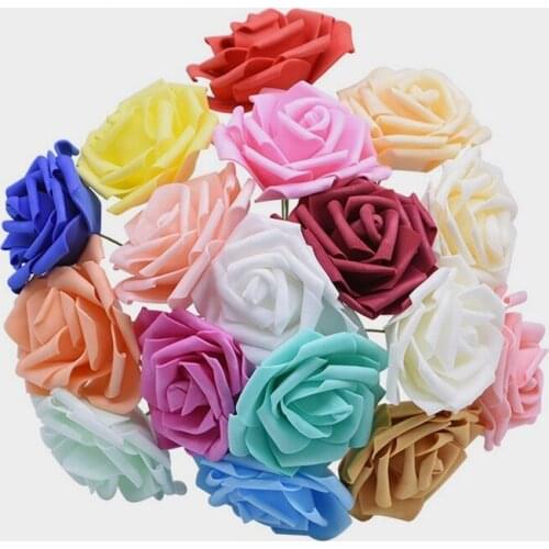 50 Heads 7CM Artificial PE Foam Rose Flowers Bride Bouquet Flower For Wedding Party Decorative Scrapbooking DIY Flower
