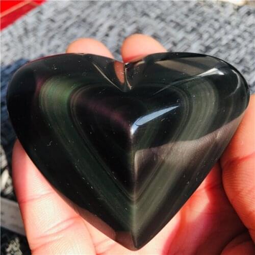 50mm natural colorful rainbow obsidian heart Healing Crystals Very beautiful stones and minerals Rainbow obsidia From Madagascar