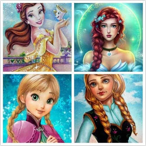 5D Diamond Embroidery Full Set Cute Girl Diamond Mosaic Cartoon Princess Diamond Painting Full Square Daimond-painting Kid Gift
