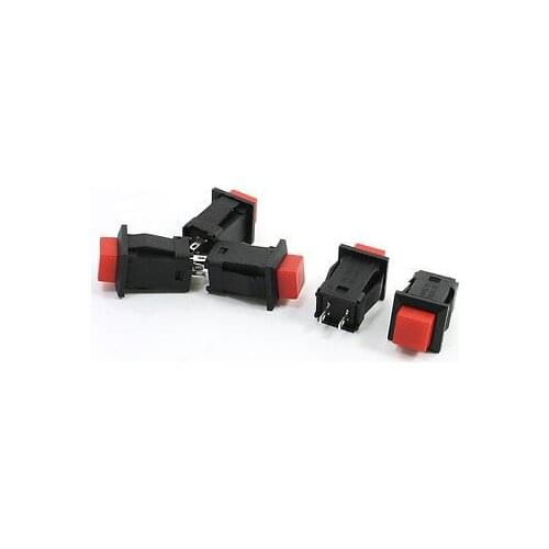 AC250V 1A Red Square Head Momentary Push Button Switch SPST 2 Pin