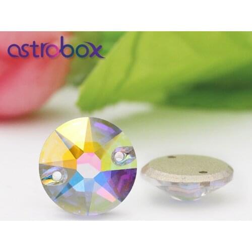 Astrobox Top Quality 16 Cuts Xirius Round Sew on Rhinestones K9 Glass Strass Sewing Accessories DIY Jewelry Clothing Making