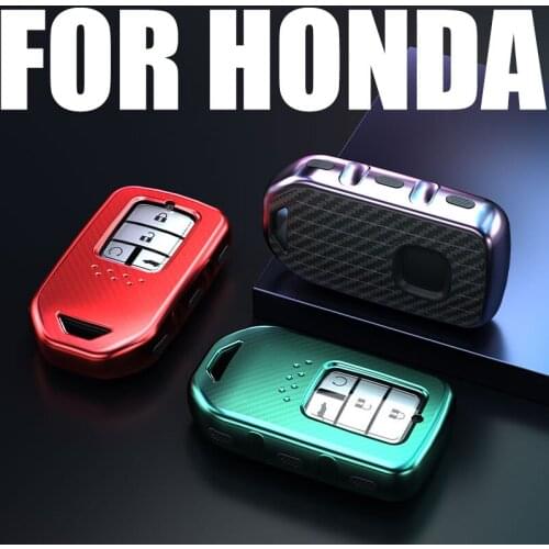 Car Key Cover Case Holder for Honda Vezel City Civic BR-V HR-V Pilot Accord Jazz Odyssey Pilot Freed Fit Carbon Fiber Keychain
