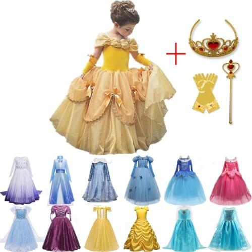 Snow White Princess Costume Halloween Party Cosplay Girls Dress up Kids Wedding Evening Dresses Christms Children Clothing