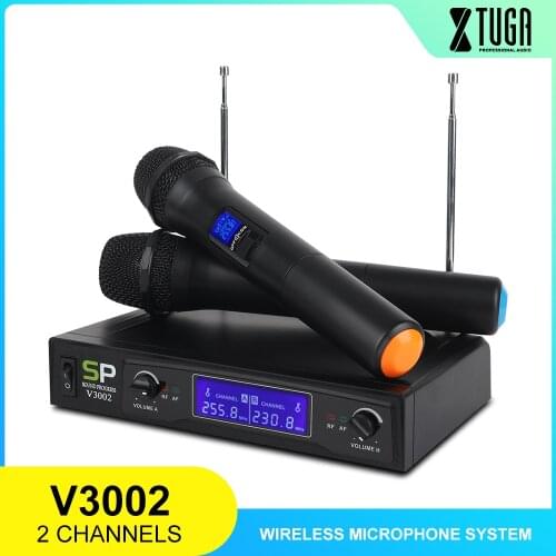 XTUGA SOUNDPROGRESS V3002 VHF Wireless Microphone System with Hand-Held mic double-way channel design anti-interference
