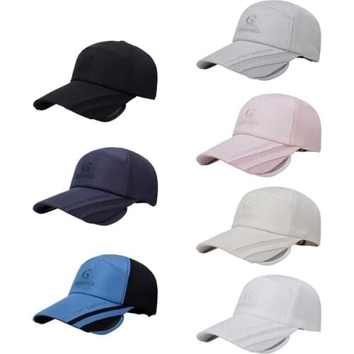 Baseball Cap Sunshade Cap Tennis Golf Cap Wide Retractable Brim Cotton Breathable Mesh Fishing Camping Travel Beach Sport Cap ML