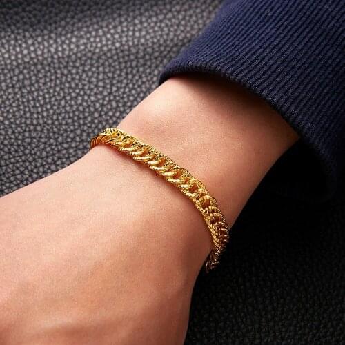 Punk Bracelets 21cm Gold Curb Snail Venitian Link Chains Mens Bracelets Birthday Party Jewelry Gifts for Men Male Bracelets