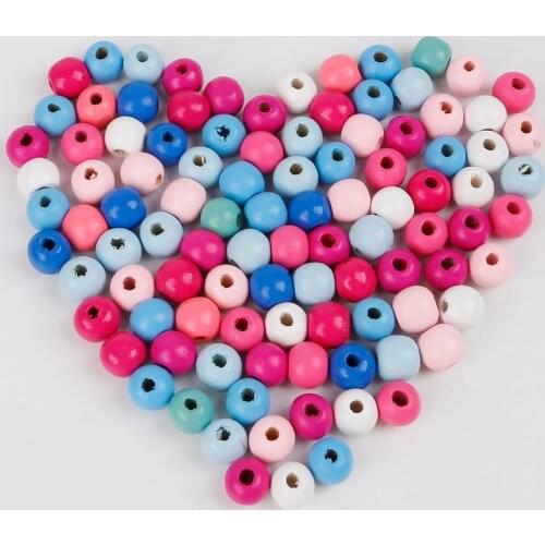 6/8/10/12/14mm Natural Round Wooden Spacer Beads Mix Colour Beads For DIY Jewelry Findings Making Craft Kids Toys