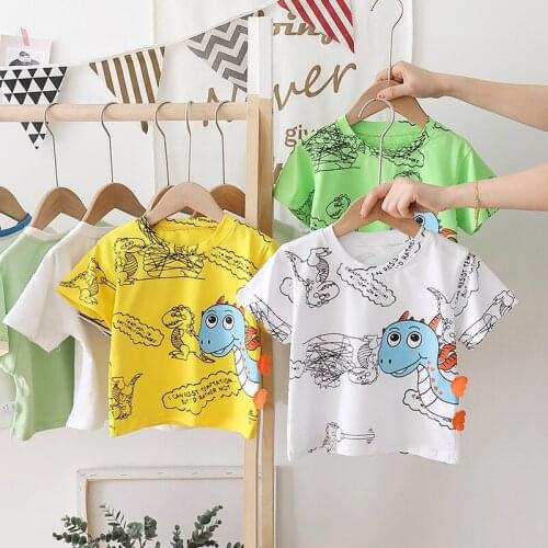Children Baby Kids Girl Cartoon Dinosaur Short Sleeve T-shirt Tee Tops Clothes hildren Tshirt Baby Clothes
