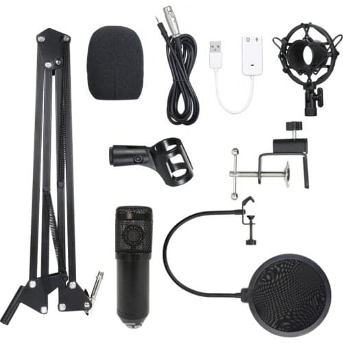 1 Set Condenser Microphone Plug Play Good Pickup Effect Condenser Microphone Set with USB Soundcard for Live Streaming