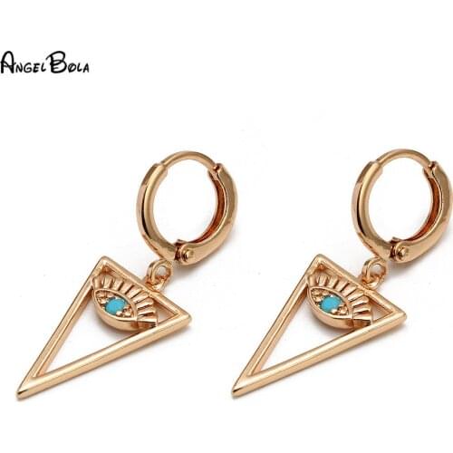 Fashion Zircon Eye Geometric Earrings Net Red Students Evil Demon Eye Earrings for Women Wholesale
