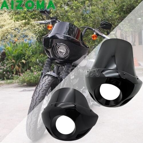 Motorcycle Short/Tall 5.75'' Headlight Fairing Windscreen Windshield 5 3/4'' For Harley Cafe Racer Sportster Front Head Cowl