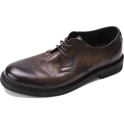 Mens Business casual men shoes Cow leather soft sole mens wedding shoes