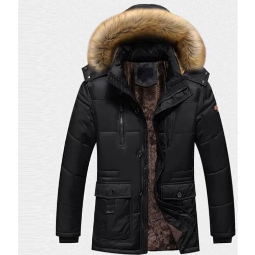 Middle-aged Hooded Mens Coats Plus Size 6XL 7XL 8XL Fur Collar Hooded Mens Jackets and Coats Military Designer Mens Parkas A162