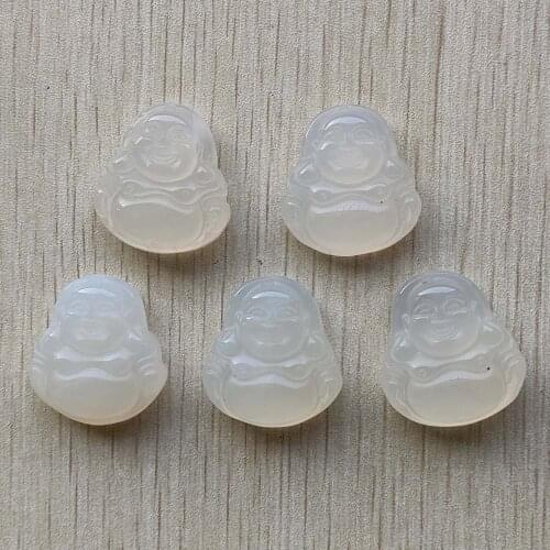 New Fashion high quality natural white onyx handmade carved buddha pendant for jewelry making 5pcs/lot wholesale free shipping