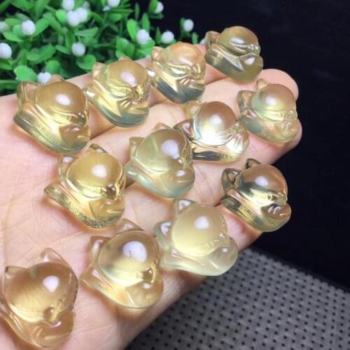 Natural topaz big head fox pendant necklace bracelet crystal jewelry female peach blossom flourishing cause about 18mm