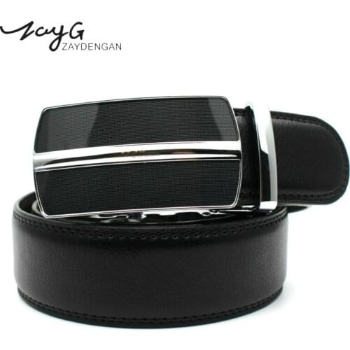 ZAYG Men Simple belt cow genuine leather automatic buckle belt luxury male belts for men new fashion high quality classice belt