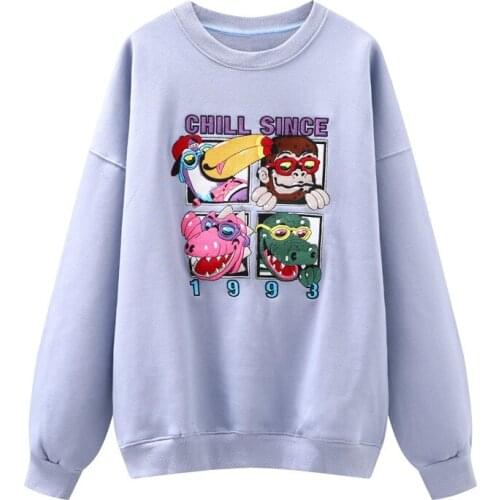 Oversize Women Soft Cotton O Neck Pullover 2021 Spring-autumn Fashion Ladies Loose Pullover Female Printed Pullover Top