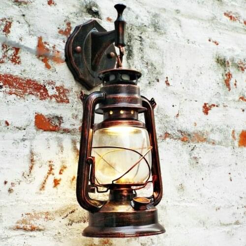 TRANSCTEGO Retro Wall Lamp Vintage Glass European Kerosene Lamps Beside Light For Bar Coffee Shop Bathroom Home Led Lights