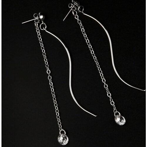 New Fashion Personality Geometric Drop Line Long Earrings piercing Cubic Zircon stud earring jewelry gifts