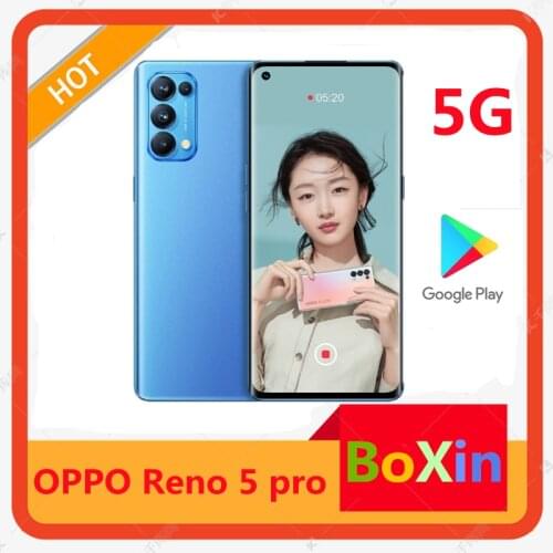 Original Official OPPO Reno 5 Pro CellPhone 256GB 6.55" AMOLED 90Hz Screen 65W Super VOOC2 4350mAh Android Smartphone Color OS11