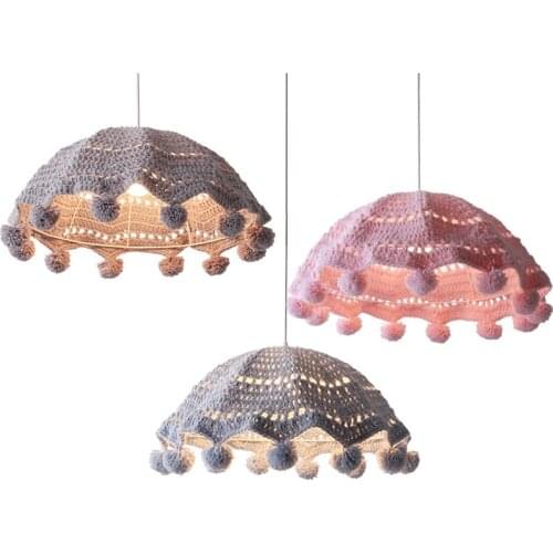 Modern Nordic Grey Pink Blue Pendant Lamps Metal Tassel Pendant Light Hand Woven For Living Room Bedroom Home Chandelier PA0601