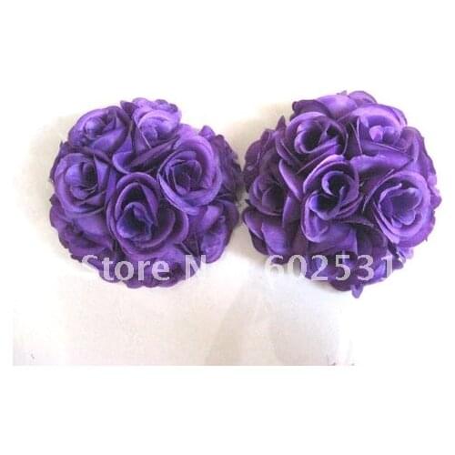 SPR 15cm wedding silk kissing ball purple-plastic inner wedding flower ball,celebration flower ball,party decoration