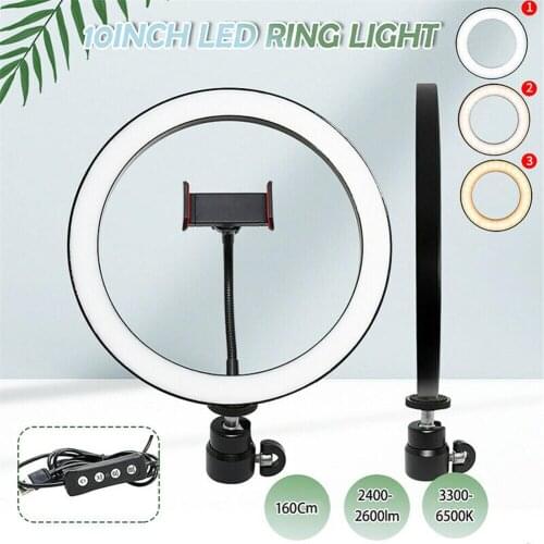 Portable 10 Inch LED Ring Fill Light Selfie Photo Video Studio USB Dimmable Lamp