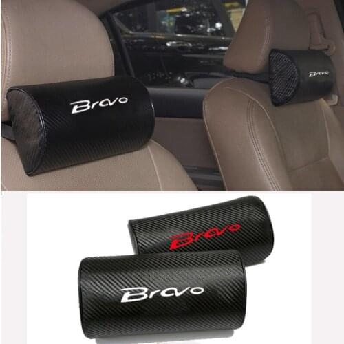 Carbon Fiber Texture PU Leather Auto Car Seat Head Neck Rest Cushion Neck Support Safety Pillow Headrest Pad For Fiat Bravo