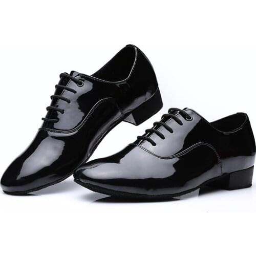 USHINE Black PU Latin Dance Shoes Man Salsa Ballroom Tango Shoes Zapatos De Baile Latin dance shoes man big size