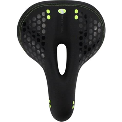 Bicycle Saddle with Tail Light Thicken Widen MTB Soft Comfortable Bike Hollow Cycling Rear Seat Warning Lamp 3 Modes