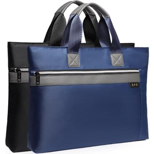 Big Capacity Double Layers Documentbag Zipper File Folder with Handle Waterproof Canvas Handbag A4 Papers Business Conference