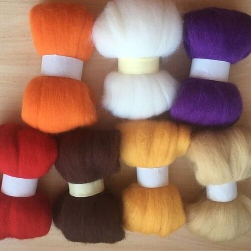 WFPFBEC Queensland sheep wool felt fiber DIY home handmade wool felt poke fun 10g/7pcs/lot 70g+gift free shipping