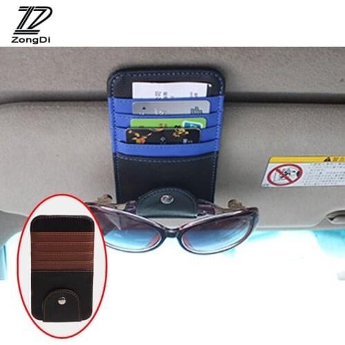 ZD 1Pc Car sun visor glasses folder Multifunction ticket folder for VW polo Lada granta Mazda 3 6 cx-5 BMW e46 e39 accessories