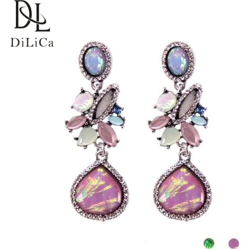 DiLiCa Trendy Long Drop Earrings Women Jewelry Crystal Geometric Statement Earrings 2019 Fashion Rhinestone Dangle Earring