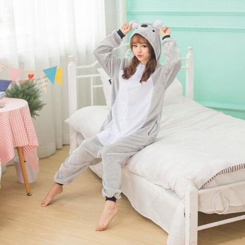 Women Animal Costumes Halloween Cosplay Cartoon Animal Sleepwear Kids Girls Boys Kigurumi Gray Koala Onesies