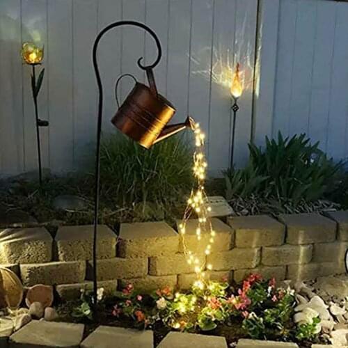 Stars Shower Garden Art Light Decoration Gardening Standing Watering Can String Lights LED Lamp Creative Top Quality Iron Frame