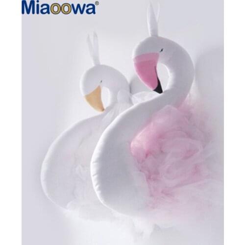 1pc 40*20cm Cute Love Ins Crown plush Swan Wall Art Hanging Flamingo plush Doll Stuffed Toys Animals Head Wall Decor Kids