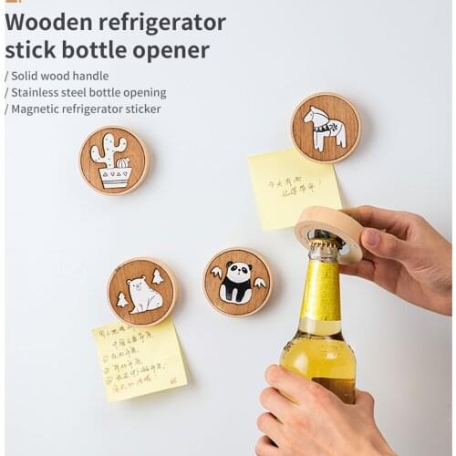 1pc Creative Bottle Opener Wooden Fridge Magnet Beer Openers Bar Pub Beer Dinner Party Tools Home Kitchen Accessories