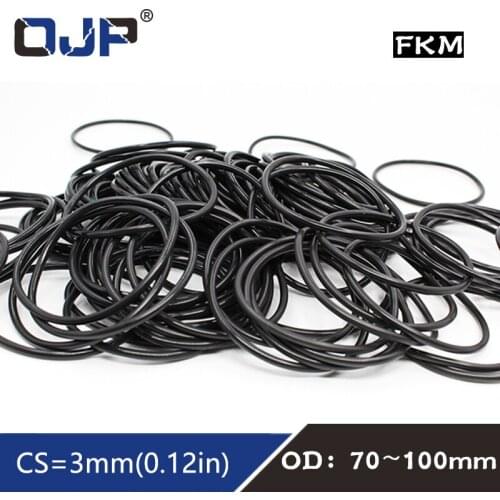1PC Fluorine rubber Ring Black FKM O-ring Seal OD70/72/75/80/85/90/95/100*3mm O Ring Gaskets Oil resistance Ring Sealing Washer