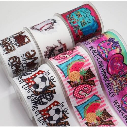 10 Yards LOVE Printed Grosgrain Ribbon For Hair Bows DIY Crafts Handmade Accessories 52095