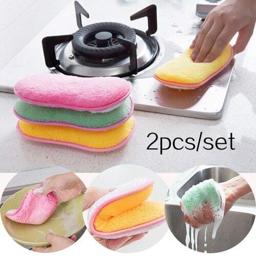 2PCS/SET Coral Velvet Dish Cloth Kitchen Oil-free Absorbent Rags house cleaning kitchen accessories