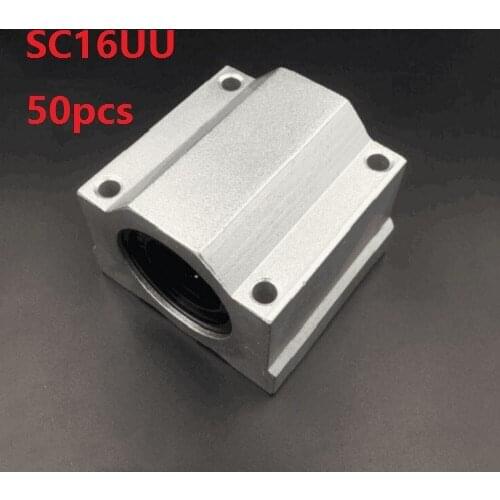 50pcs/lot SC16UU SCS16UU 16mm linear guide shaft linear case unit linear block bearing blocks for CNC router 3D printer parts