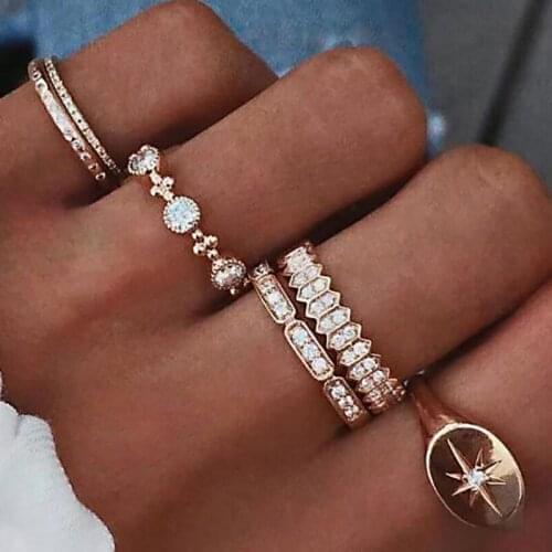 6PCS Bohemian Punk Stackable Knuckle Midi Rings