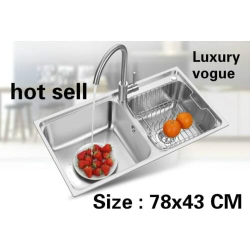 Free shipping Apartment kitchen double groove sink vogue do the dishes 304 stainless steel large hot sell 780x430 MM