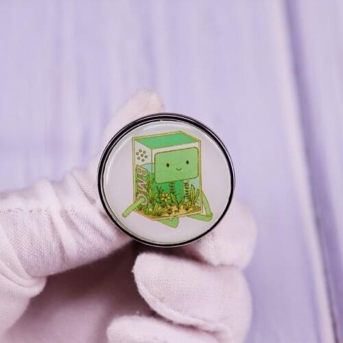 The BMO Aquarium Pin Adventure Time Brooch Aesthetic Art Badge Fashion Jewelry Decor