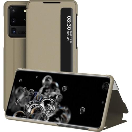For Samsung Galaxy S20 Ultra S20 FE Case Smart Window View Flip Stand Case for Galaxy S20 Plus Leather Back Cover